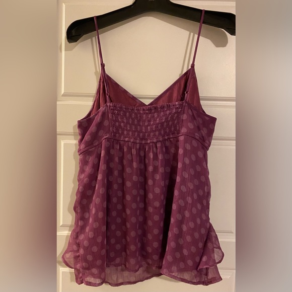 American Eagle purple polka dot chiffon top - Picture 2 of 6